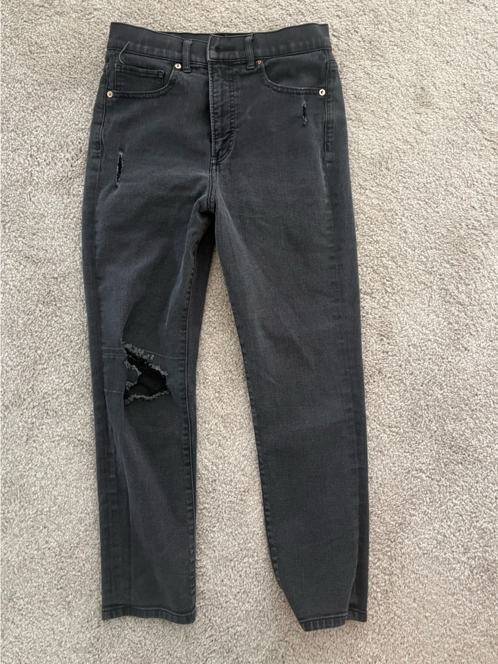 Express Black Ripped Ankle Crop Jeans